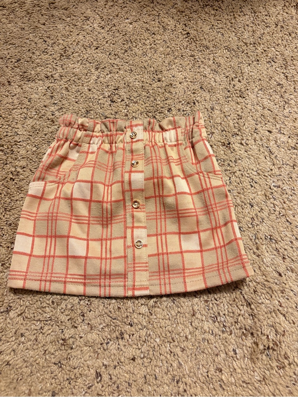 Kids Cream and Coral Plaid shirt